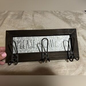 Metal/wood Rae Dunn key or leash holder